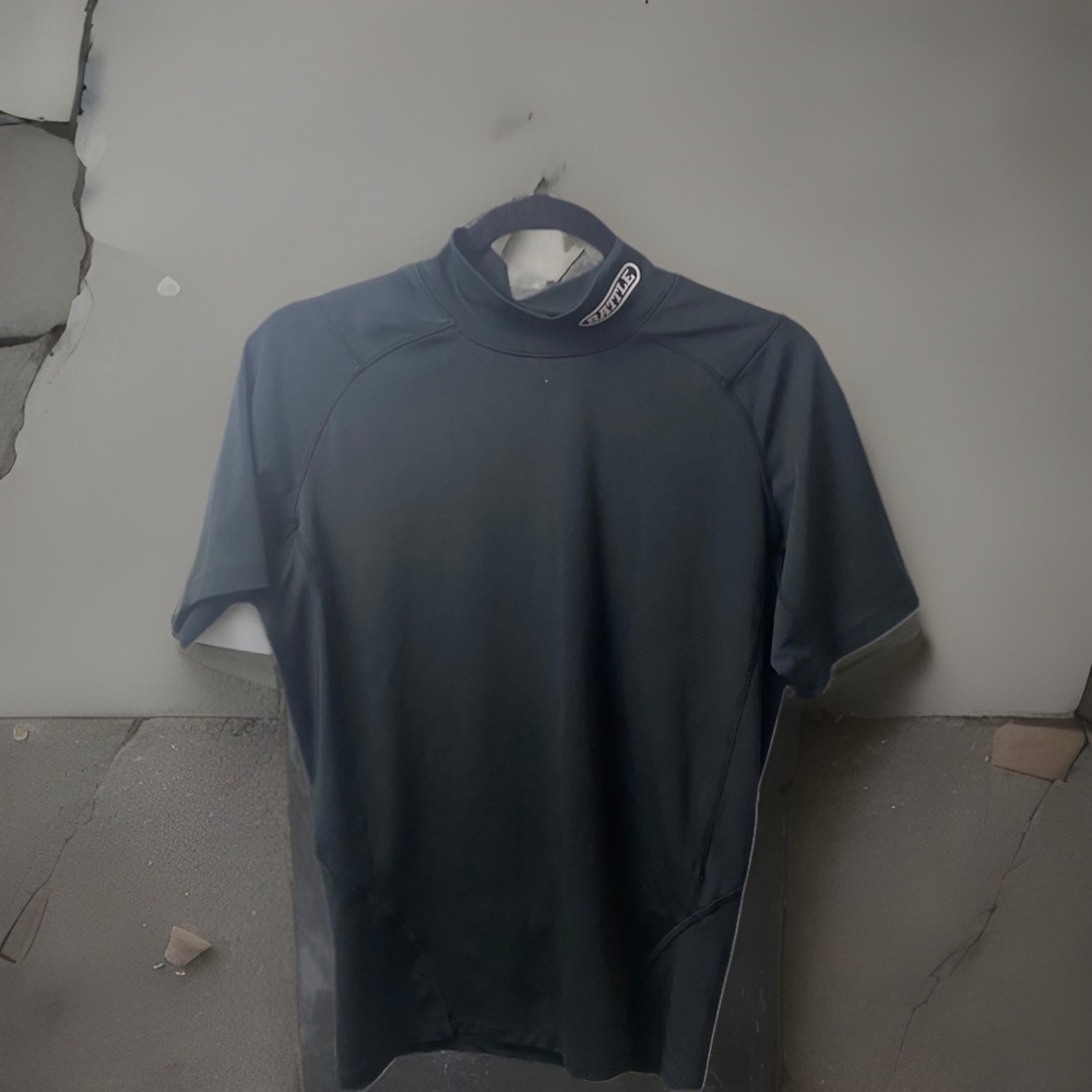 BATTLE Mens A/L‎ Black Compression Fitted Short Sleeve Athletic Shirt